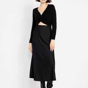 Old Navy Black Maxi Satin Skirt